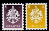 ✅ ( S7 ) Gibraltar 2021 ,"Stema Regatului Unit - definitive, autoadezive ", serie Michel 2019/2020 , nominal &pound;8 , MNH