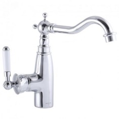 Baterie bucatarie lavoar Mixxus Premium Vintage, monocomanda, crom, pipa rotiva, alama, Argintiu