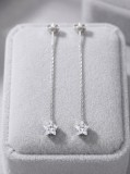 Cercei Lungi din Argint 925 cu Lantisor si Steluta din Zirconiu, 7.5 cm