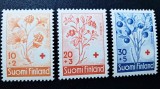 Serie Completă Finlanda 1958 Caritate Crucea Roșie Fructe de Pădure Mur Pădureț Merișor Afin 3 Timbre Neștampilate - A0023