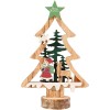 Decoratiune de Craciun, Flippy, din Lemn, 13 x 20 cm, Model Brad cu Stea Verde, Multicolor