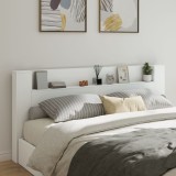 vidaXL Tăblie cu dulap și LED, alb, 220x16,5x103,5 cm
