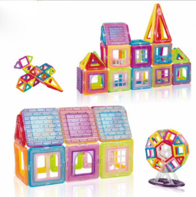 Set de constructie 56 piese, educativ si creativ, MAGNETIC CONSTRUCTION BLOCKS foto