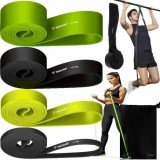Set 4 benzi elastice de rezistenta, latex, grosime 4 mm, rezistenta maxima 40 kg, multicolor, Trizand