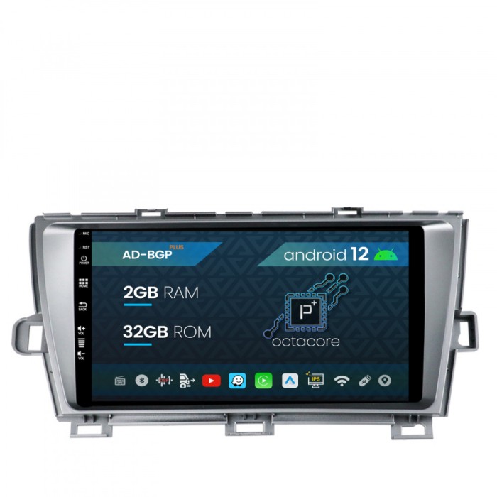 Navigatie Toyota Prius (2009-2014), Android 12, P-Octacore 2GB RAM + 32GB ROM, 9 Inch - AD-BGP9002+AD-BGRKIT089