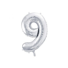 Balon folie cifra 9 argintiu 86 cm