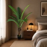 Planta Artificiala Copac Tip Palmier Regal, 160 cm, 7 frunze, Verde, cu Ghiveci