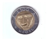 Moneda San Marino 500 lire 1996 Friedrich Hegel, stare foarte buna, curata