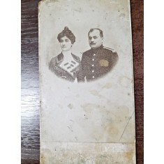 Fotografie pe carton, militar cu sotia, 1901