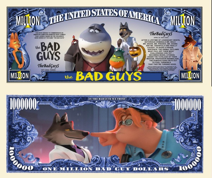 !!! SUA = FANTASY NOTE (TJ6) = DESENE ANIMATE : THE BAD GUYS - 2023 - UNC
