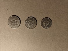 Lot monede comunism Romania 1966 - 25 bani, 1 leu, 3 lei 1966