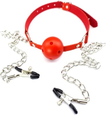 Accesoriu fetish Gag and Nipple Clamps Red foto