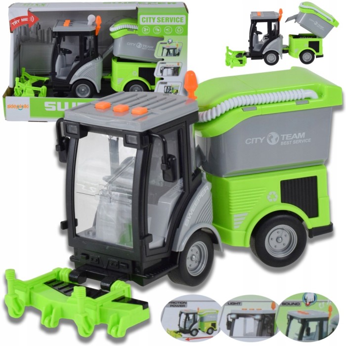 MAȘINĂ DE CURĂȚAT STRĂZILE JUCĂRIE VEHICUL DE STRADĂ CU BATERIE MAȘINĂ CU LUMINI ȘI SUNETE