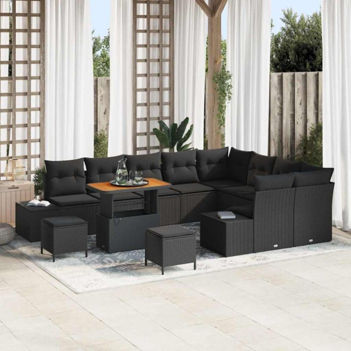 vidaXL Set de canapele pentru grădină 12 pcs Negru 90 x 55 x 71 cm