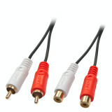 Cablu prelungitor 2 x RCA T-M 2m, Lindy L35671