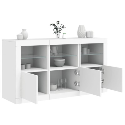 vidaXL Servantă cu lumini LED, alb, 123x37x67 cm foto