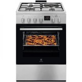 Aragaz Electrolux LKM660222X, Mixt, 3 arzatoare gaz + 1 arzator electric, Cuptor electric, SteamBake, AirFry, Timer, Grill electric, Clasa A, 60 cm, I