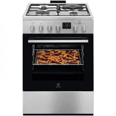 Aragaz Electrolux LKM660222X, Mixt, 3 arzatoare gaz + 1 arzator electric, Cuptor electric, SteamBake, AirFry, Timer, Grill electric, Clasa A, 60 cm, I