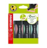 Textmarker Stabilo Boss Green Pastel, 4 culori