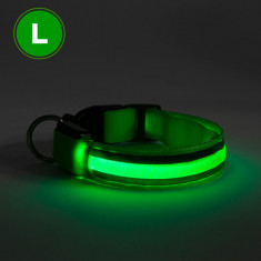 Zgardă LED - baterie - mărimea L - verde