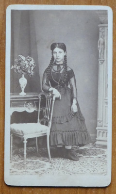 Foto Franz Duschek pe carton , secol 19 , domnisoara foto