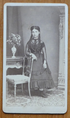 Foto Franz Duschek pe carton, secol 19, domnisoara foto