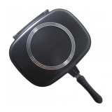 Tigaie Grill elSales Dubleta , 32 cm cu maner magnetic , garnitura silicon , negru