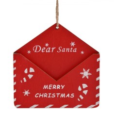 Decorațiune Suspendabilă de Crăciun Jumbo Scrisoare către Moș Crăciun, Lemn, 10.8x11 cm, Roșu