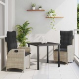 VidaXL Set de masă pentru grădină 3 pcs Gri deschis poliratan 3380519