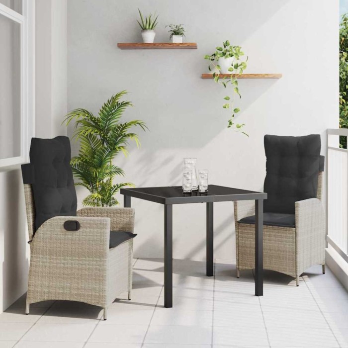 vidaXL Set de masă pentru grădină 3 pcs Gri deschis poliratan 3380519