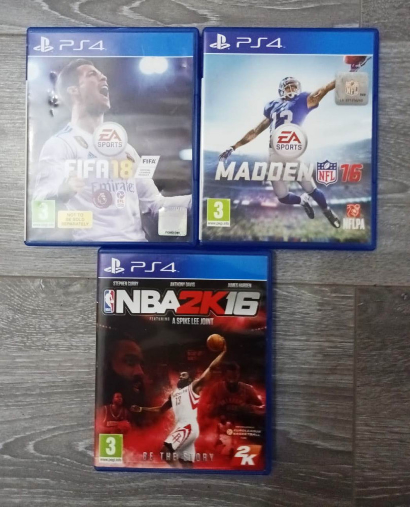 Joc PS4 FIFA 18 + NBA 2K16 + Madden NFL 16 | Okazii.ro
