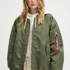 Alpha Industries geaca bomber MA-1 CORE WMN femei, culoarea verde, de iarna, oversize