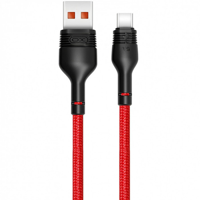 Cablu Date si Incarcare USB la USB Type-C XO Design NB55, 5A, 1 m, Rosu