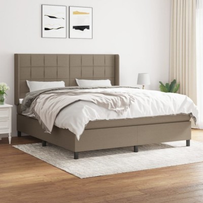 vidaXL Pat box spring cu saltea, gri taupe, 160x200 cm material textil 3131445 foto