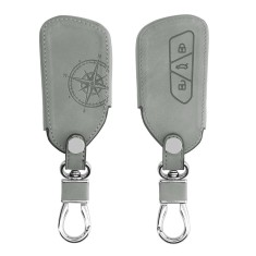Husa Cheie Auto pentru VW - 3 Butoane, Piele nabuc, Gri, 52653.03