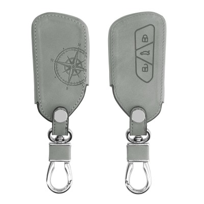 Husa Cheie Auto pentru VW - 3 Butoane, Piele nabuc, Gri, 52653.03 foto