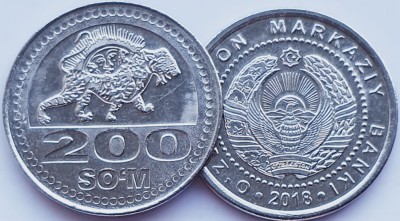 1679 Uzbekistan 200 Som 2018 km 38 UNC foto