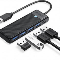 Hub USB 3.0, hub USB ORICO cu 4 porturi cu cablu lung de 0.5ft, splitter USB ult