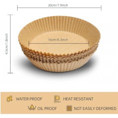Set 50 hartii de copt pentru friteuza cu aer Halcyerdu, D 16 cm, maro