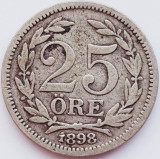 216 Suedia 25 ore 1898 Oscar II (large letters) km 739 argint, Europa