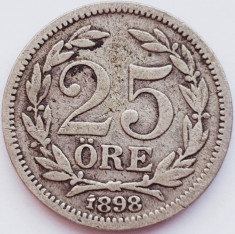 216 Suedia 25 ore 1898 Oscar II (large letters) km 739 argint foto