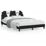 Cadru de pat cu tablie, negru/alb, 140x200 cm, piele ecologica GartenMobel Dekor, vidaXL