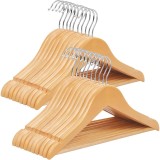 SONGMICS Set 20 umerase pentru organizarea hainelor copiilor de 7-12 ani,lemn masiv de artar,forma adaptata hainelor mici,bara pentru pantaloni si