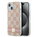 Husa iPhone 15 - DKNY IML Checkered Mono Pattern &amp; Printed Stripes MagSafe (DKHMP15SHCPTSP) - Pink