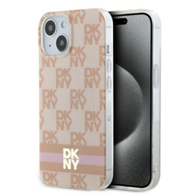 Husa iPhone 15 - DKNY IML Checkered Mono Pattern &amp;amp; Printed Stripes MagSafe (DKHMP15SHCPTSP) - Pink foto