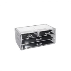 Organizator cosmetic din acril, transparent, cu sertare, 23 x 12 x 10 cm foto