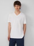 s.Oliver Tricou barbati cu decolteu in V, Regular fit, din bumbac, Alb, M