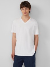 s.Oliver Tricou barbati cu decolteu in V, Regular fit, din bumbac, Alb, M