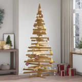 vidaXL Brazi de Crăciun cu suport Maro 210 cm Lemn masiv de pin 42016714