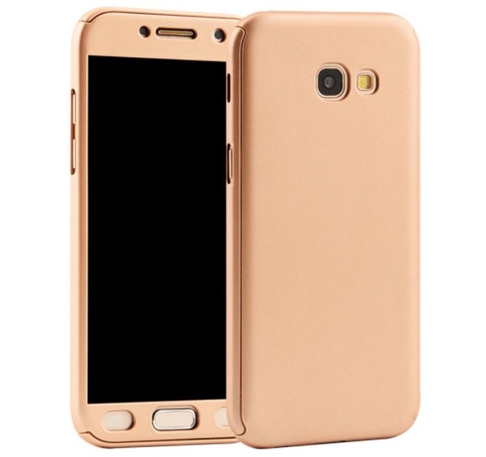 Husa Full Cover 360&deg; (fata + spate + folie sticla) pentru Samsung Galaxy A5 (2017), Gold